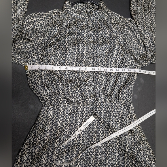 Lost+Wander Mira Black and Cream Button Front Bishop Puff Sleeve Blouson Dress M - Picture 10 of 15